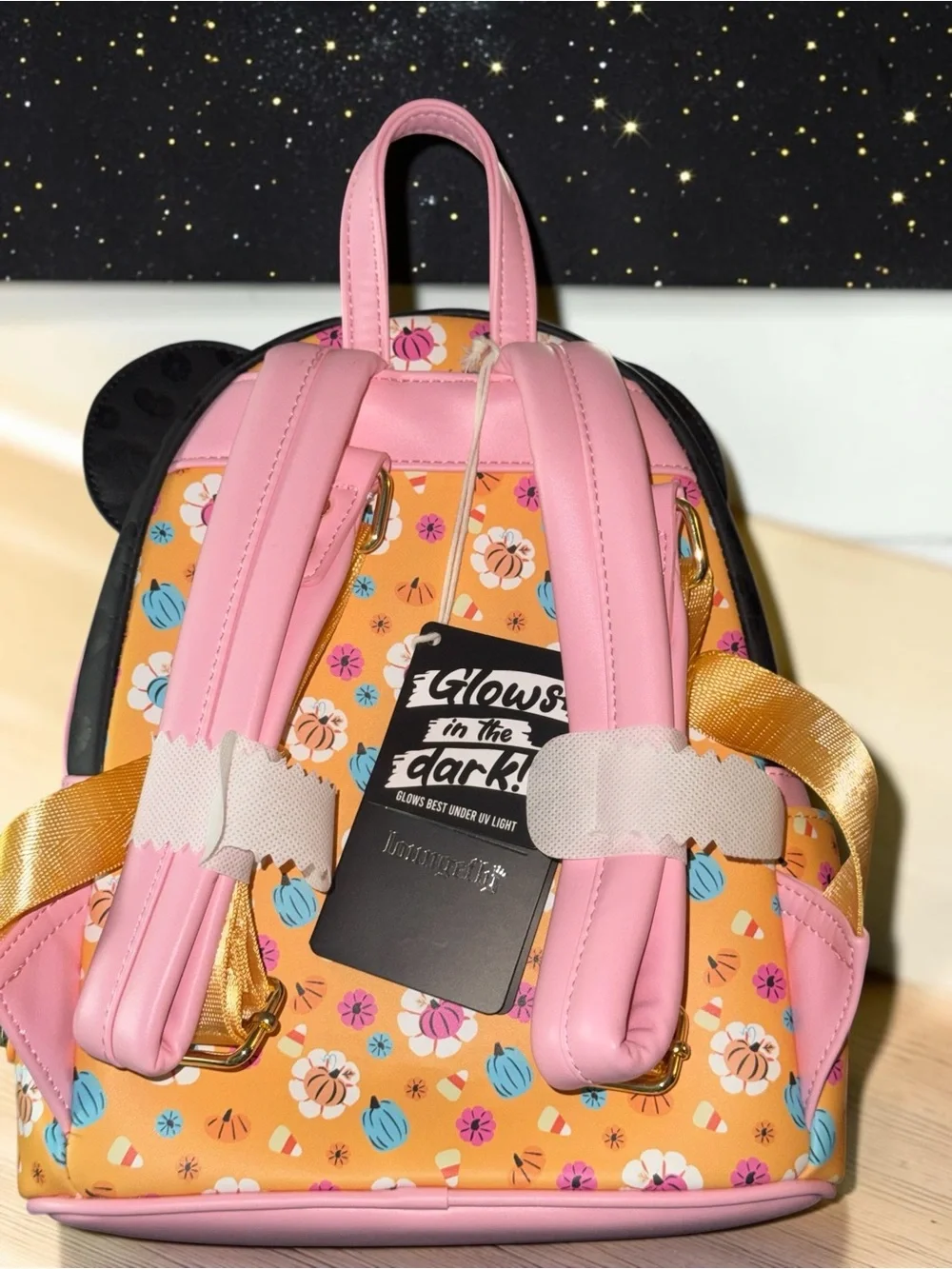 Loungefly Disney Minnie Cosplay Floral  Pumpkin Glow in the Dark Mini Backpack